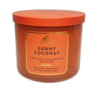 Bath & Body Works Sunny Coconut 3 Wick Candle 14.5oz White Barn NEW